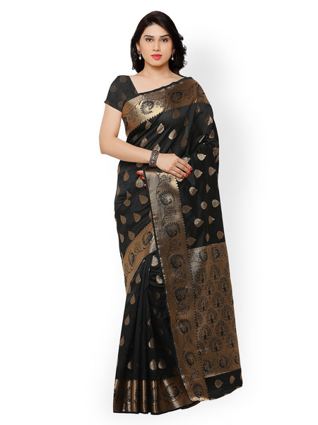 black-chanderi-cotton-sarees-with-golden-border-work