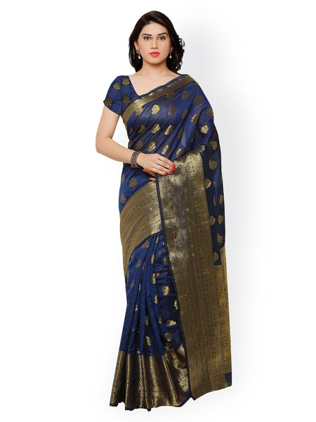 navy-pure-chanderi-silk-sarees-with-golden-color-broad-border-work