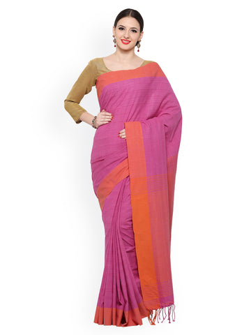 handwoven-printed-saree-pink-color-solid-border-with-tassels-pallu-handwoven-silk-sarees