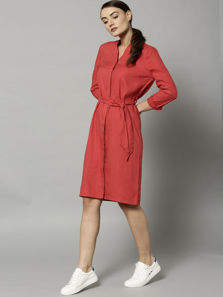 designer-full-sleeves-red-solid-shirt-dress-online-designer-dresses