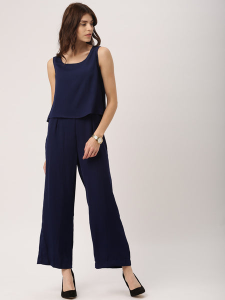 Jumpsuits Online Navy Blue Colored Layered Jumpsuit