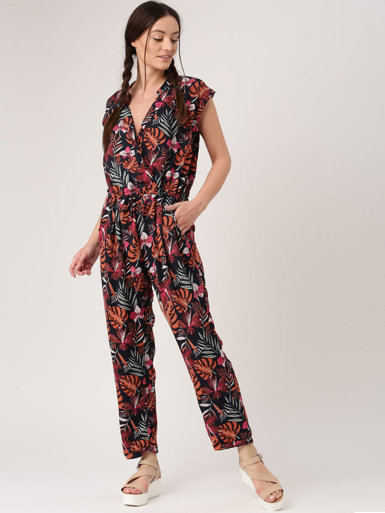 Buy Now Casual Jumpsuits Navy & Orange Color Printed Jumpsuits – Lady India
