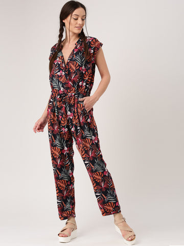 Casual Jumpsuits Navy & Orange Color Printed Jumpsuits