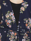 Partywear Navy Blue Longline Shrug Floral Print Shrug Designer Cape