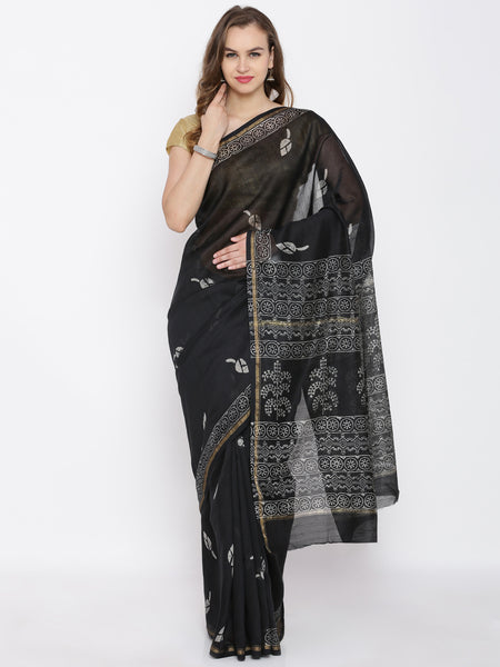 black-chanderi-silk-saree-for-women
