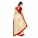 Beige Color Net Saree With Lace Border Work