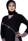 Latest Abaya Black & Dusty Grey Colored Lycra Stitched Muslim Abaya Dress