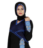 Latest Design Of Abaya Black & Egyptian Blue Colored Lycra Stitched Islamic Modern Clothing