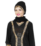 Latest Abaya Designs Black & Golden Colored Lycra Stitched Abaya