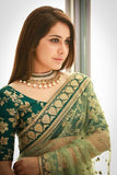 Designer Light Green Color Naylone Net Rashi Khanna Saree  Embroidered Party Wear Saree With Blouse Piece