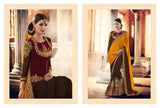 Urban Naari Yellow And Brown Colored Crepe And Georgette Sarees