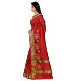 Urban Naari 21514 Dark Red Colored Banarasi Silk Embroidered Saree