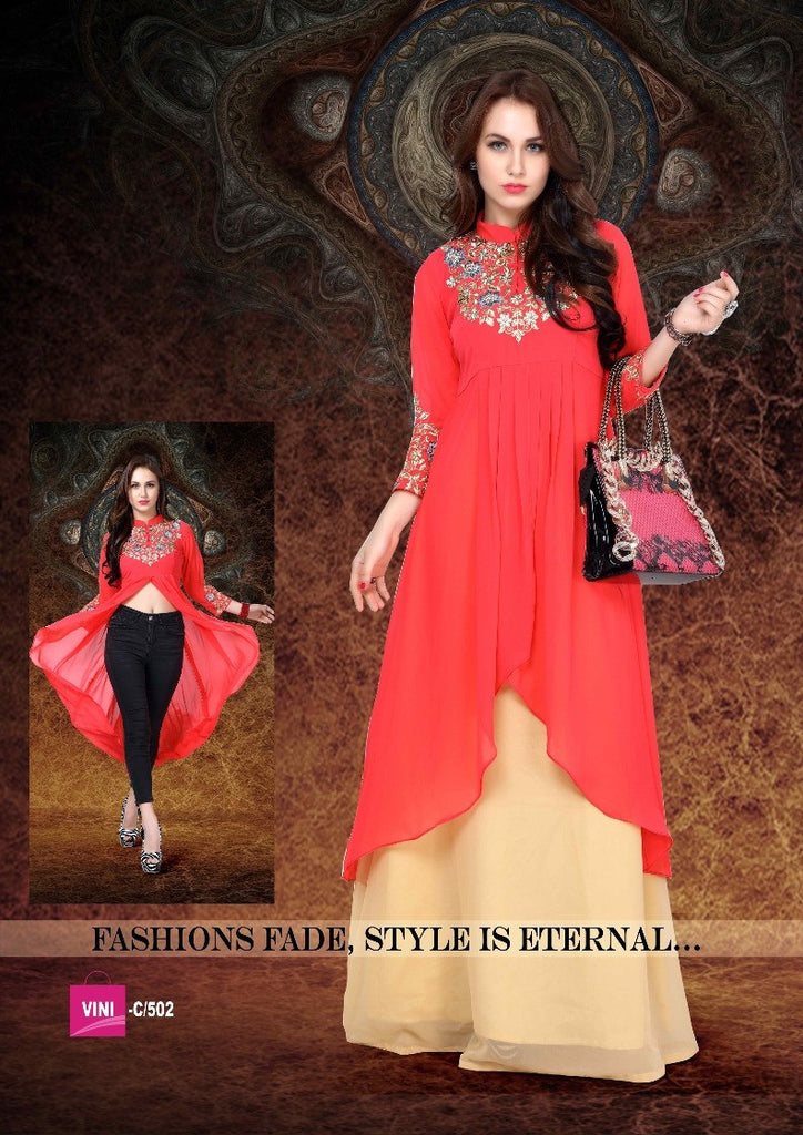 Shop Now Cotton Kurtis Collection Red Straight Sleeveless Cotton Kurti –  Lady India