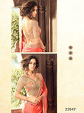 Teej & Raksha Bandhan Sale Trendy Peach Colored Lace & Embroidered Work Designer Sarees