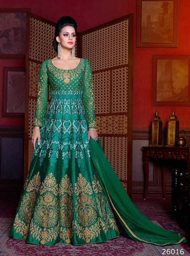Green georgette heavy embroidered wedding anarkali suit | Ladies gown, Anarkali  dress pattern, Party wear indian dresses