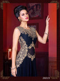 Trendy Navy Blue Gown Style Party Wear Anarkali Suits With Floral Embroidery, Sequence & Stone Work