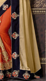 Designer Multicolored Georgette Saree Embroidered Lace Border Wedding Saree