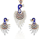 Designer Peacock Pendant Set / Necklace Set With Chain And Earrings For Women