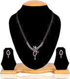 Women's Pride American Diamond Gold Plated Mangalsutra Pendant With Chain & Earrings For Women