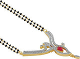 Women's Pride American Diamond Gold Plated Mangalsutra Pendant With Chain & Earrings For Women