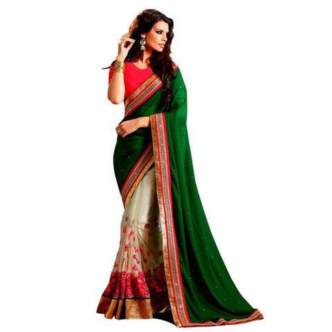 Latest Designer Women's Faux Georgette Saree Velvet Pallu Saree