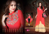 Pink-&-Cream-Colored-Georgette-Embroidered-Stitched-Kurti-22993-Designer-Kurtis-For-Women