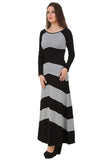 Latest Long Grey And Black Chevron Style Maxi Dress For Women