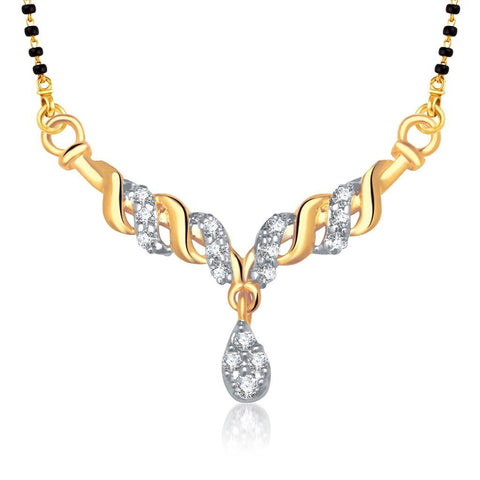 Designer Gold And Rhodium Plated Alloy Mangalsutra For Women Made With Cubic Zirconia 