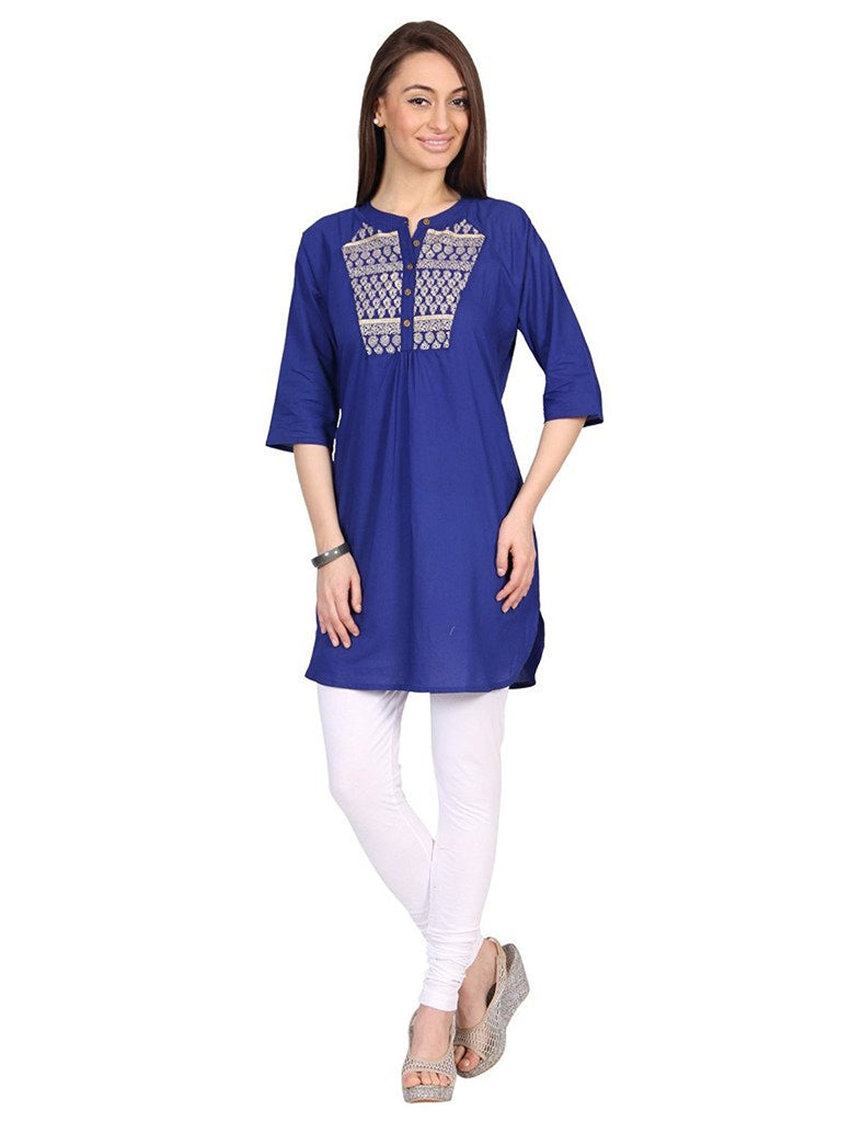 Buy SELFME Kinjal Sha Girl's Women's South Cotton Navy Blue Dotted Kurti |  Women Designer Kurti| Girls Blue Dotted Kurti| Girl's Blue Kurti| Blue  Printed Kurti (XL-42) at Amazon.in
