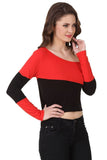 Red & Black One Off Shoulder Crop Top For Girls Ladyindia92