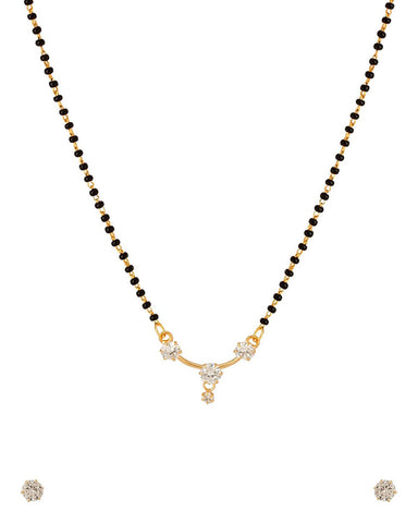 Designer Cz Studded Mangalsutra With Its Matching Earrings For Women