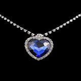 Blue Heart Necklace Pendant With Chain Gold Plated Jewellery For Women