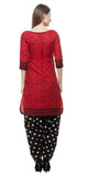 Cotton Red And Black Salwar Suits With Duptta Dress Material Polka Dot Print Bottom