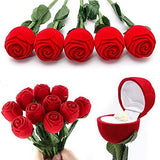 Designer Silver Pleated Ring With Velvet Red Rose Ring Box