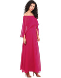 Latest Designer Hot Pink Cape Gown