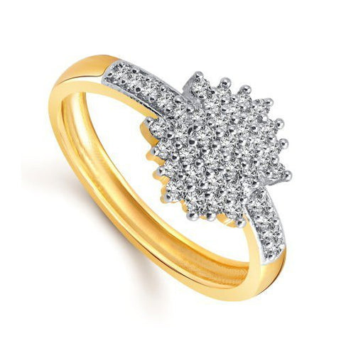 Designer 24k Fancy Flower Party Wear Ring Traditional Gold Ring For Girls & Women In American Diamond Cubic Zirconia Ring 