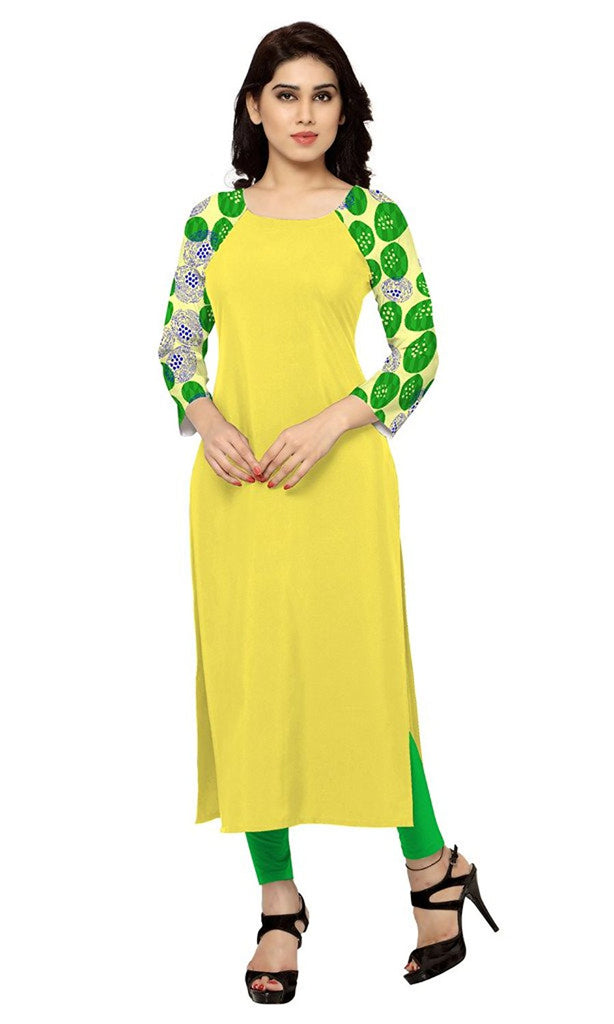 Green Yellow Long Georgette Kurti with Chikankari Embroidery | Saira's  Boutique