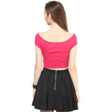 Latest Pink Color Bandage Bardot Crop Top For Girls Ladyindia95