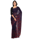 Casual Wear Purple Color Printed Georgette Sarees S092
