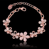Flower Design Bracelet Gold Crystal Charm Bracelet For Girls