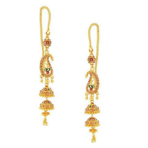Designer Mutlicolor Meenakari Gold Plated Jhumki Earrings For Women