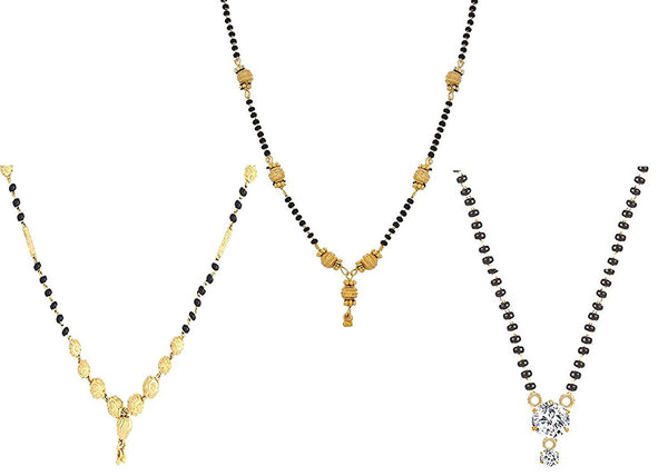 Gold Plated Combo Of 3 Mangalsutra Pendant With Chain For Women