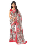 Chiffon Floral Saree Pink Color Rose Print Pure Chiffon Sarees