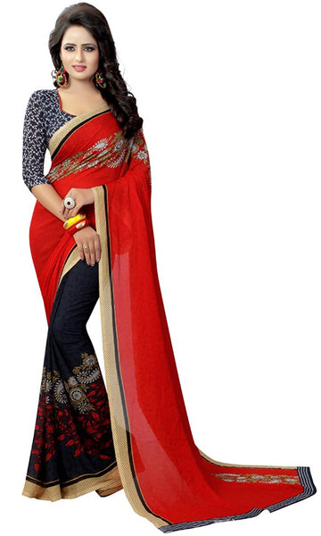 fs-21-indian-festival-saree-party-wear-red-&-navy-blue-designer-georgette-sarees-for-women