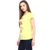 Yellow Color Casual T Shirts For Girls With Graphical Print Ladyindia12