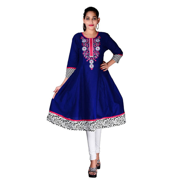 dark-blue-color-cotton-anarkali-kurtis-with-embroidery-work-a030