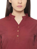 Maroon Polycrepe Plain Top For Women Ladyindia89