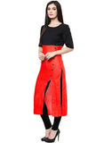 Casual Red And Black Simple Cotton Kurtis And Kurtas Cotton Casual Kurti For Women