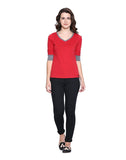 Online Girls s T-Shirt Red Color Cotton Casual T-Shirt For Girls Ladyindia25