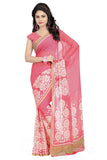 Trendy Light Pink Color Chiffon Sarees With Floral Print Work S094